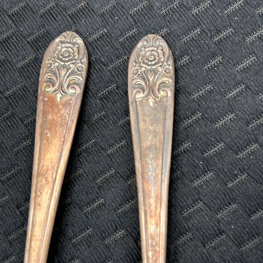 Melody Silver Plate Spoons Set of 2‎ Vintage Rose Floral Pattern 6 Inch